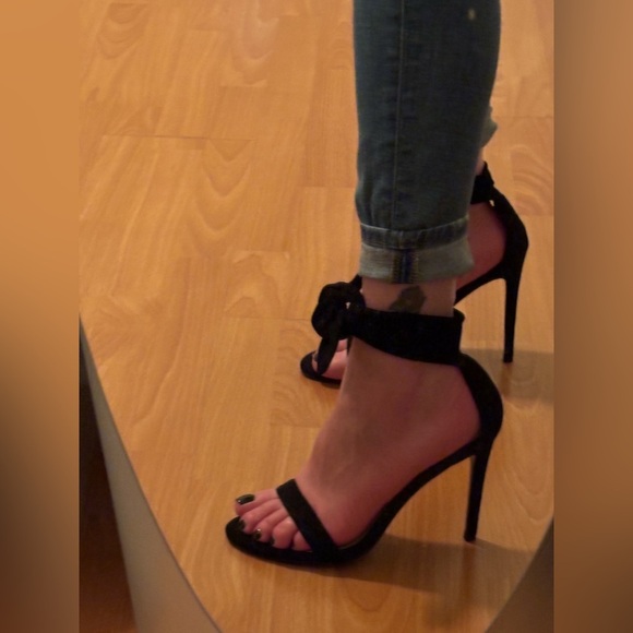 Marciano Black Ankle Strap Heels - Picture 3 of 9